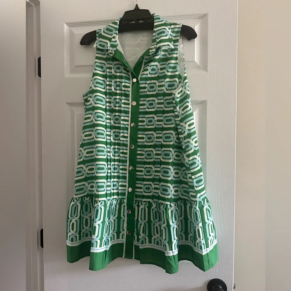 THML Green Geometric Button-Up Blouse - Picture 5 of 5